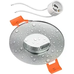 ledscom.de Bad-Deckeneinbaurahmen ERID, Feuchtraum, Badezimmer, IP44, rund, aluminium matt (GU10/MR16/GU5,3/50mm) inkl. GU10 Fassung