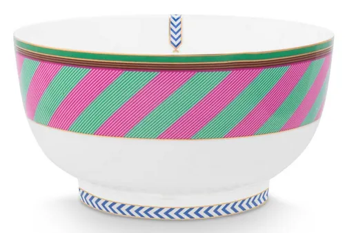 PiP Studio Schale Chique Stripes Bowl pink-green 20,5cm, Bone China, (Schüsseln & Schalen), Bowl Chique Stripes Pink-Green 20.5cm