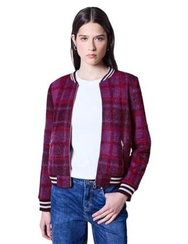 Street One Studio Damen Karierter Federgarn Blouson - Funktionsjacke mit kuscheligem Material, Rundhalsausschnitt und praktischen Seitentaschen, perfekt für lässige Looks.