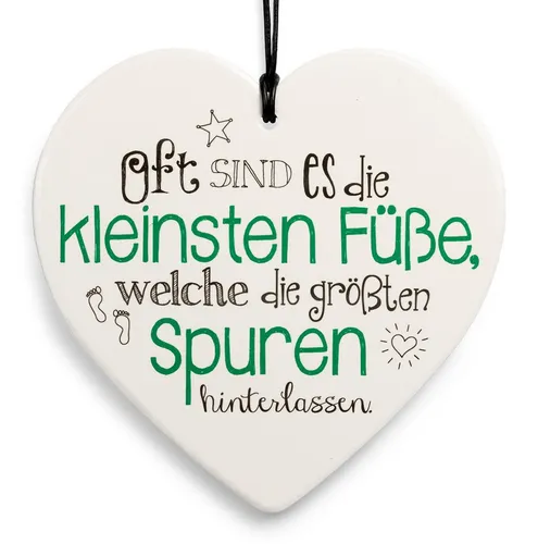 SIKORA Dekoobjekt Geschenk Herz aus weißem Steingut mit liebevollen Botschaften