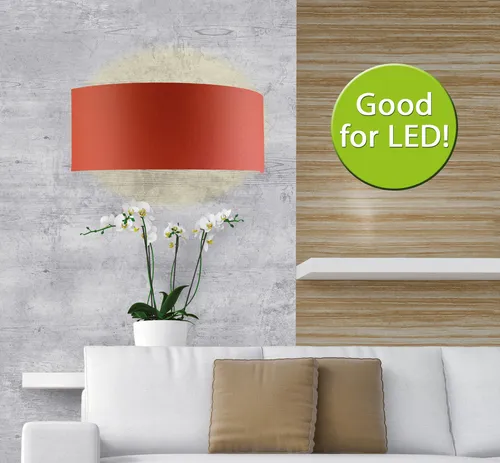 Wandlampe mit Stoff Schirm rot LED geeignet Wandleuchte mit Textil Schirm breit