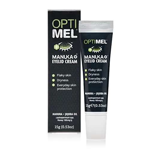 Optimel Manuka Honey Augenlidcreme, 15 g, trockene juckende schuppige Haut, Behandlung und Linderung, Ekzeme und Dermatitis, für Augenlider und Gesicht