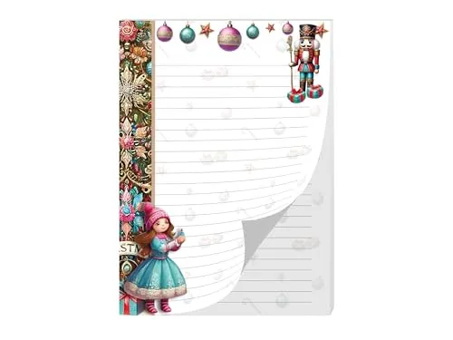 Buntes Briefpapier Schreibblock Briefbögen Notizblock mit Linien Weihnachten Winter Weihnachtsstiefel Wichtelgeschenk für Kinder Jungen Mädchen Schule (1 Block A5 mit 25 Blättern)