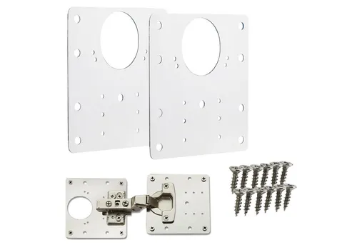 SO-TECH® Möbelbeschlag Topfband Reparaturplatten Edelstahl 90 x 90 x 0,53 mm (2 St), Reparaturset für Topfbänder mit Ø35 mm, Schrankscharnier