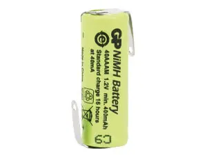 NiMH-Akku, GP, Industriezelle mit Lötfahnen, 29,3x10,2mm, 1,2V/400mAh