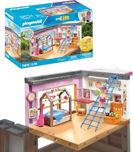 PLAYMOBIL MyLife 71610 Kinderzimmer - Vielfältiges 97-teiliges Spielset, inklusive Mädchenfigur und umweltfreundlichen Materialien für kreative Spielstunden ab 4 Jahren