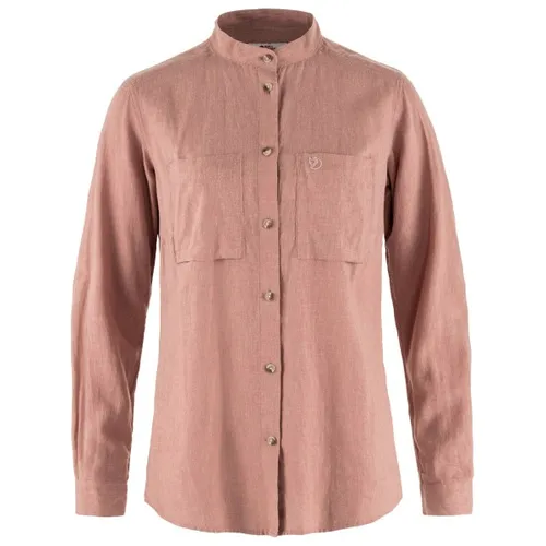 Fjällräven Övik Hemp Shirt LS Women Dusty Rose (S) - Blusen aus einer umweltfreundlichen Hanf-Tencel-Mischung, leicht und atmungsaktiv, ideal für warme Tage und Reisen mit praktischem Stehkragen und verdeckter Tasche.