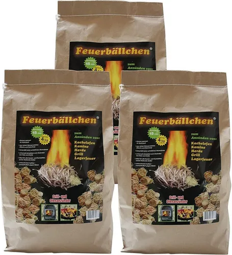RaiffeisenWaren Feuerbällchen - Ökologische Grillanzünder - Grillanzünder aus 100% Naturprodukten, mit einer Brenndauer von 10-15 Minuten, ideal für Kamin, Grill und Lagerfeuer. Sparsam im Verbrauch und frei von schädlichen Rückständen.