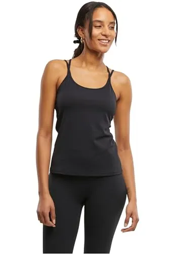 Urban Classics Damen Sports Top Vest TB7806, Schwarz, L EU - Activewear-Tanktop für Damen mit stylischem Rückendesign und integrierten Pads für flexiblen Halt – ideal für Sport und Freizeit.