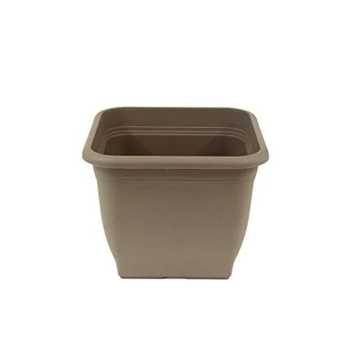greemotion Pflanzkübel Pia Taupe - Blumentopf 23x23cm - 7L Blumenkübel eckig - Übertopf UV-beständiger Kunststoff - Pflanztopf frostsicher - Pflanzgefäß mit Bodenlöchern - Pflanzen-Zubehör