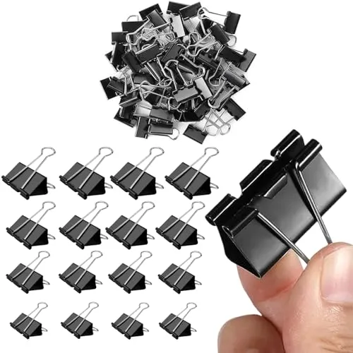 Stück Foldback Klammern, 15 mm/ 19mm/ 25mm/ 32mm Schwarz Binder Clips Büroklammern, Vielzweckklammern Dokumenten Clips, MetallKlammern Papierk 100