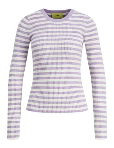 JJXX Damen Jxjodi Tight Stripe Crew Neck Knit, Lilac Breeze/Stripes:/Cloud Dancer, XS