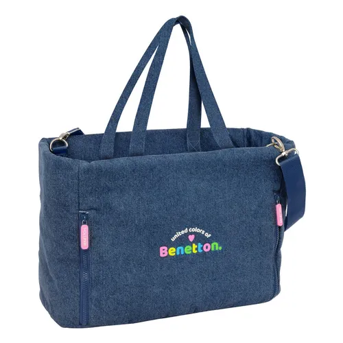 Handtasche Benetton Denim Blau 40 x 31 x 17 cm von Benetton