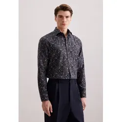 seidensticker Flanellhemd Schwarze Rose Regular 1/1 Kentkragen Geblümt grau XXL (46)