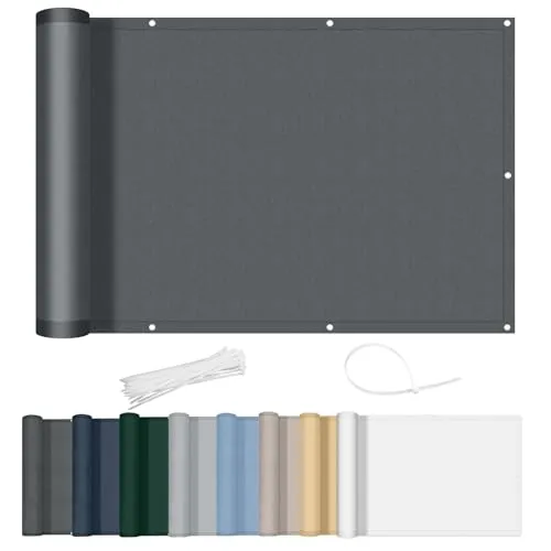 AXT SHADE Balkon Sichtschutz Wetterfest 90x800cm Balkonverkleidung Balkonabdeckung Balkonbespannung Blickdichte Windschutz und UV-Schutz mit Kabelbinder für Balkongeländer-Anthrazit