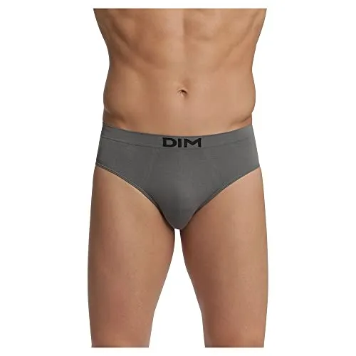 DIM Homme - Slips Seamless Micro x2 | Nahtlose, dehnbare Mikrofaser | Perfekte Passform | Maximaler Tragekomfort Schwarz/Grau XL