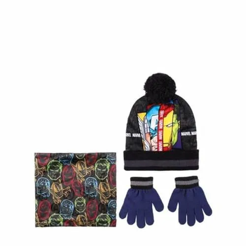 CERDÁ LIFE'S LITTLE MOMENTS Jungen The Avengers Mütze und Schal Kinder Set-Winter Kleidungsset mit Wintermütze Schlauchschal Handschuhe Müzenset, Grau, Einheitsgröße