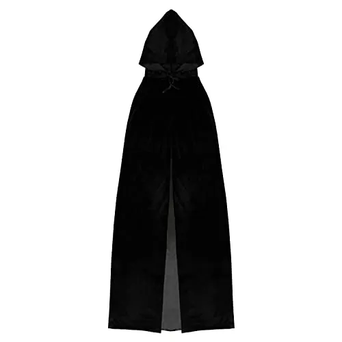 Oblique Unique® Umhang Schwarz Cape für Hexe Zauberer Kostüm Accessoire für Halloween Karneval Fasching Motto Party als Verkleidung zum Spielen