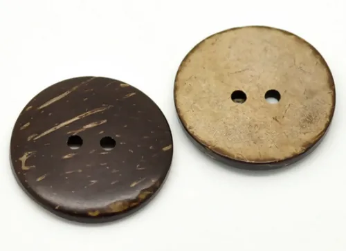 Kokosnuss Knöpfe zum aufnähen - Ø 3cm - 2 Löcher - Braun basteln Knopf 30