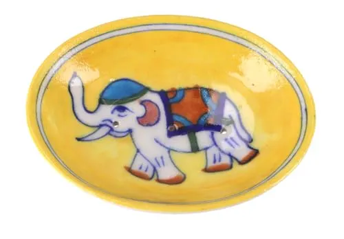 GURU SHOP Handbemalte Keramikseifenschale - Modell 12, 3x13x10 cm