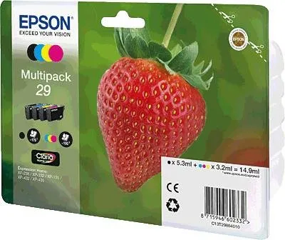 Epson C13T29864012 / 29 Tintenpatrone MultiPack - Druckerpatronen für Epson XP 235/335, enthält hochwertige Tinten in Schwarz, Cyan, Magenta und Gelb für brillante Ausdrucke.