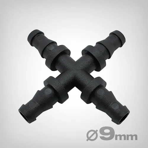 Autopot Original 9mm Kreuz-Verbinder 4-Wege für Bewässerung - flexibel, robust