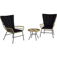 Outsunny 3-tlg. Rattan-Sitzgruppe mit 2 Stühlen - Schwarz - Gartenmöbel-Set für entspannte Stunden im Freien, mit einzigartigen Schmetterlingsrückenlehnen und bequemen Kissen für höchsten Komfort.