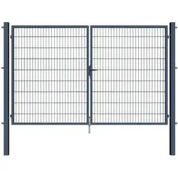 Terrasse2000 Gartentor 300 x 180 cm Doppelstabmatten Gartentor Doppeltor Basic 6/5/6 mm grau 180 cm x 180 cm