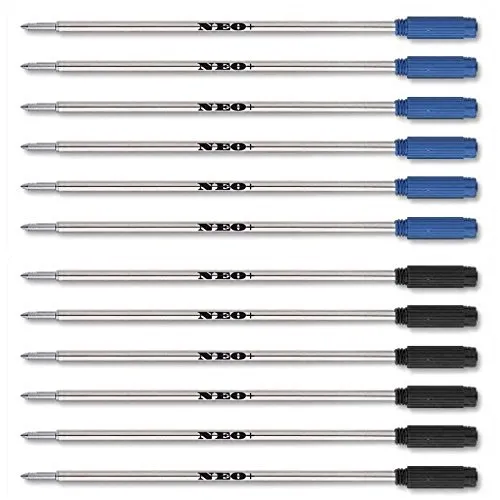 Kugelschreiber Minen, mittelgroß, 0,7 mm, von Neo +, Kreuz mit 6 x BLACK INK, 6 x BLUE INK 12 x