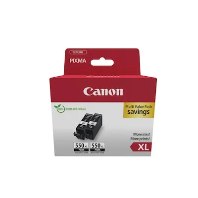 Canon Tinten 6431B010 PGI-550PGBKXL - Original Schwarzpatrone 2 x 22 ml, für hochwertige Druckergebnisse in Canon Pixma Modellen