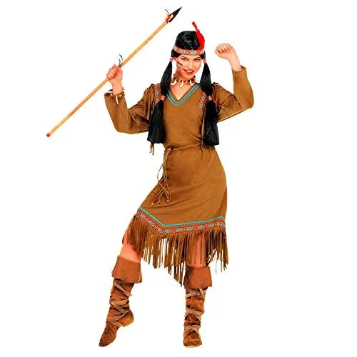 W WIDMANN MILANO Cheyenne Kostüm - Indianerin für Fasching - Kostüm-Outfits für Erwachsene: Authentisches Outfit mit Kleid, Gürtel und Federstirnband, ideal für Mottopartys und unvergessliche Auftritte.