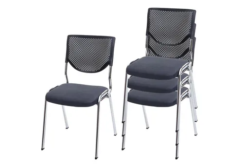 PROREGAL® Besucherstuhl 4xBesucherstuhl 83x49x58cm Stoff Dunkelgrau Konferenzstuhl stapelbar (4 St), stapelbar, schlicht und einfach