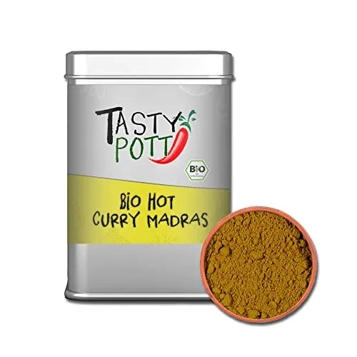 Tasty Pott Basisgewürze I Basic I Gewürze I Gewürzmischungen I Spices I Pulver I Würzig I Geschmack (Bio Hot Curry Madras 100g)