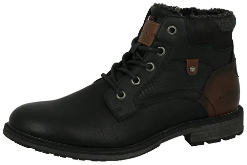 TOM TAILOR Winterboots mit Logoschriftzügen, Weite G schwarz 43 EU - Wanderschuhe aus Lederimitat und Textil, mit warmem Futter und praktischem Reißverschluss. Ideal für kalte Tage, bietet Weite G für optimalen Tragekomfort.