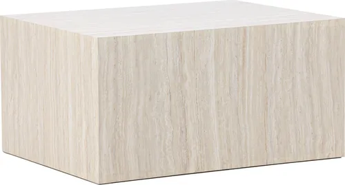 Couchtisch York von Venture Design - Beige Travertinoptik - 80x60x40 cm - Stylischer Couchtisch York in Beige mit realistischer Stein-Optik. Ideal für moderne Wohnzimmer, bietet praktische Ablagefläche und fügt sich harmonisch in kleinere Räume ein.