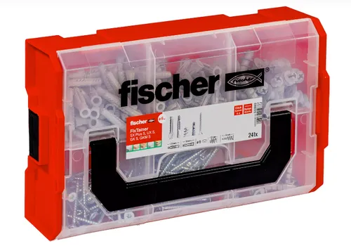 fischer FixTainer - SX Plus S, UX S, GK S, GKM S 532893 Dübel- und Schrauben-Sortiment, 240-teilig