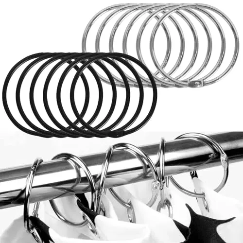 STK 50mm Gardinenringe zum Öffnen, Zu öffnende Vorhangringe, Metall-Rundduscherring, Duschvorhanghaken Duschvorhangringe, für Fenstervorhang Bettvorhang Duschvorhang, Gardinen Ringe für Stange 24