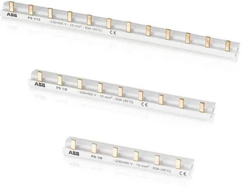 ABB PS1/9 Phasenschiene, 1-Polig, 9 Pins, 10mm², 63 A (2CDL210001R1009)