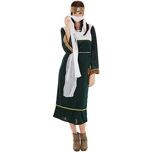 dressforfun Frauenkostüm Orient Dame | Schönes Kleid mit Bindegürtel | wundervolle Kopfbedeckung mit Schleier | Perfekte Verkleidung aus 1001 Nacht (XL | Nr. 300993)