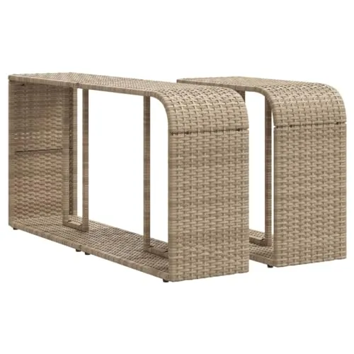 vidaXL Outdoor Regal 2 Stk. - Beige Poly Rattan Gartenregal mit viel Stauraum - Lagerregale für den Außenbereich, gefertigt aus langlebigem Poly Rattan mit robustem Stahlrahmen, ideal für die Organisation von Gartenutensilien und Poolzubehör.