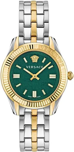 Versace Quarzuhr GRECA TIME LADY 35 mm VE6C00423 - Elegante Damenuhr mit bicolor Design und Saphirglas, Swiss Made, ideal für festliche Anlässe und mit Leuchtzeigern für optimale Ablesbarkeit.