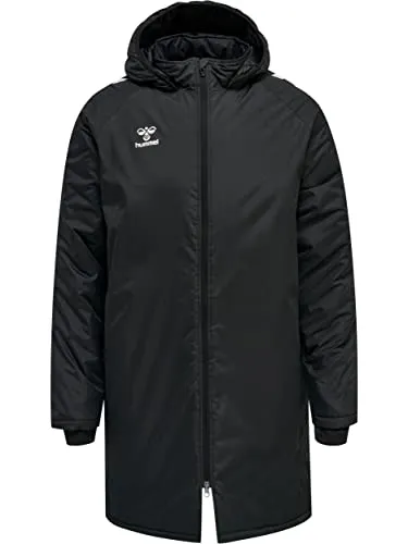 hmlCORE XK BENCH JACKET, BLACK, M - Funktionsjacke mit wattierter Füllung, ideal für kalte Tage, ausgestattet mit abnehmbarer Kapuze und praktischen Reißverschlusstaschen.