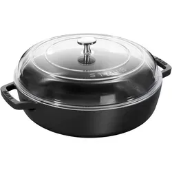 Staub Braiser mit Glasdeckel 24 cm - Gusseisen Bräter & Schmortopf - Pfannen - Hochwertiger Gusseisen Bräter mit Glasdeckel für perfektes Schmoren und Braten, ideal für schmackhafte Gerichte.