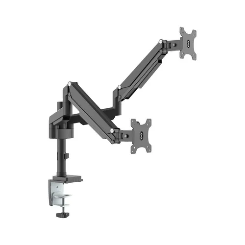 InLine Befestigungskit für 2 LCD-Displays - Monitorzubehör für 2 LCD-Displays, aus Aluminium in Schwarz, ideal für Tischmontage und Platzersparnis bei Bildschirmgrößen von 17