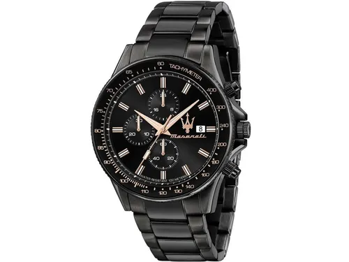 Maserati Sfida Herrenuhr R8873640011 - Eleganter Chronograph in Schwarz - Chronograph für Herren mit 44mm Edelstahlgehäuse, kratzfestem Mineralglas und 10 ATM Wasserdichtigkeit – ideal für stilbewusste Männer.