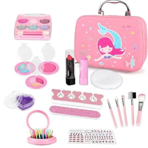 STAY GENT Kinderschminke für Mädchen, Make up Set mit Niedlich Kosmetika Tasche Spielzeug, Waschbar Spielen Schminke Kinder Geschenke für Kinder Kleine Prinzessin