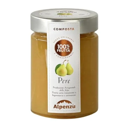 Alpenzu Composta di Pere 100% da Frutta 350 g – Fruchtaufstrich aus sonnengereiften Birnen, 100% Frucht, ohne Zuckerzusatz, glutenfrei, ohne Konservierungsstoffe