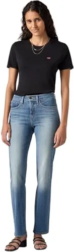 Levi's Damen 314 Shaping Straight Jeans Smudged Line - Jeans, die den Bauch formt und die Kurven betont – für einen perfekten Look! Mit innovativem Einsatz für eine schlanke Silhouette und verlängerten Beinen.