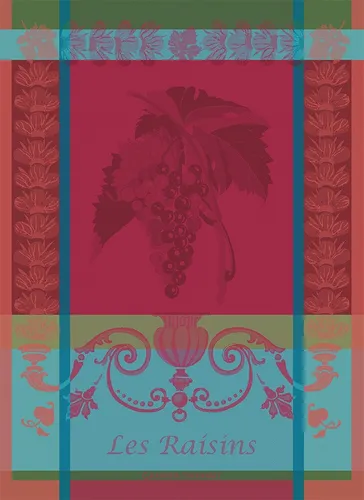 Garnier Thiebaut Geschirrtuch - Les Raisins Lie de Vin - Mediterranes Geschirrtuch aus 100% Baumwolle, 56x77 cm, farbenfrohes Design, ideal für die Küche und hochwertige Pflege bei jedem Abwasch.