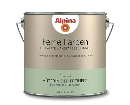 ALPINA Feine Farben Hüterin der Freiheit 2,5L - Wandfarbe in ehrwürdigem Grün - Farben für den Innenbereich, wasserbasierend und matt, ideal für Esszimmer mit einer Abdeckung von 21-30 m².